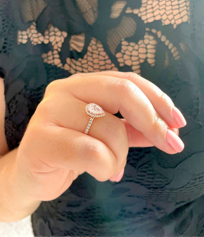 The Naomi. Rose Gold Vermeil Pear Shaped Engagement Ring//Tear Drop Ring