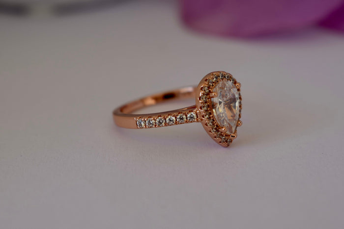 The Naomi. Rose Gold Vermeil Pear Shaped Engagement Ring//Tear Drop Ring