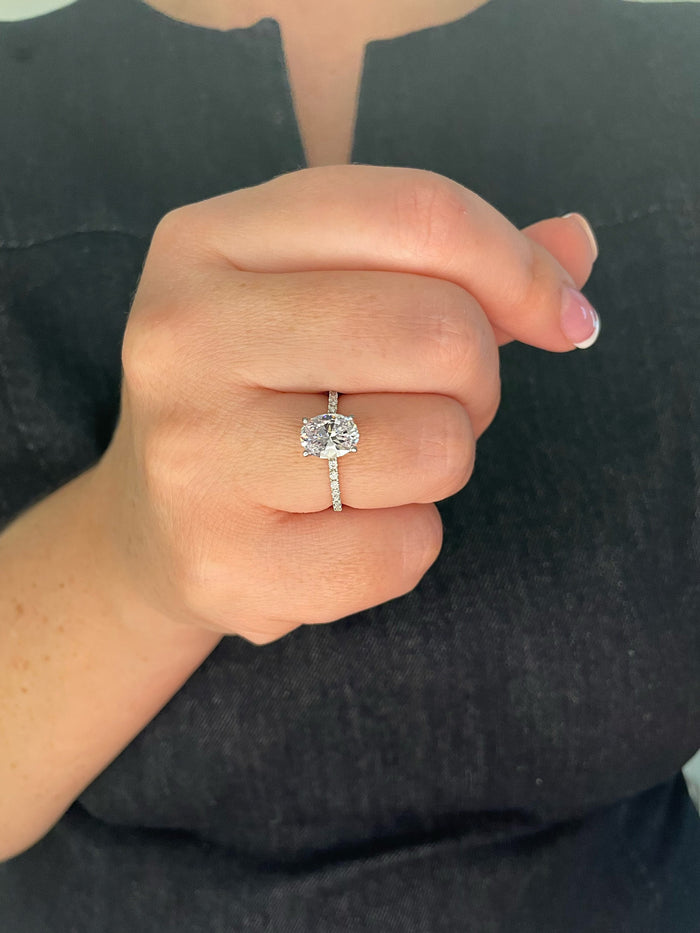 The Olivia. 2CT Oval Cut Engagement Ring in Sterling Silver 925 with moissanite or CZ diamonds