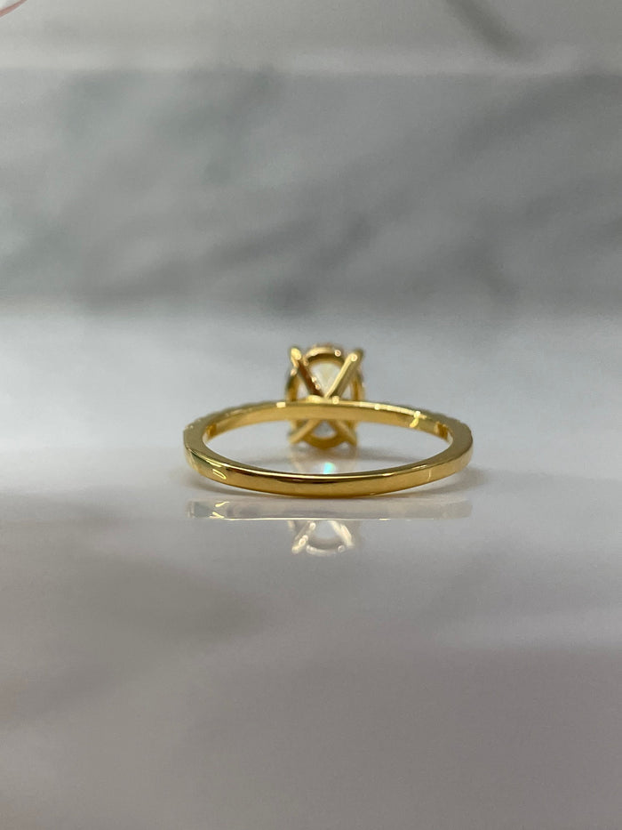 The Olivia. Yellow Gold Vermeil Engagement Ring with the finest 2CT oval cut simulated diamond