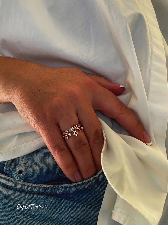 The Quinn. Rose Gold Over Sterling Silver 925 Queen Crown Ring