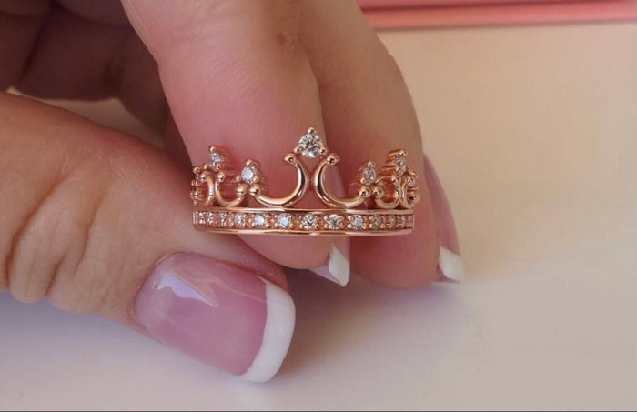 The Quinn. Rose Gold Over Sterling Silver 925 Queen Crown Ring