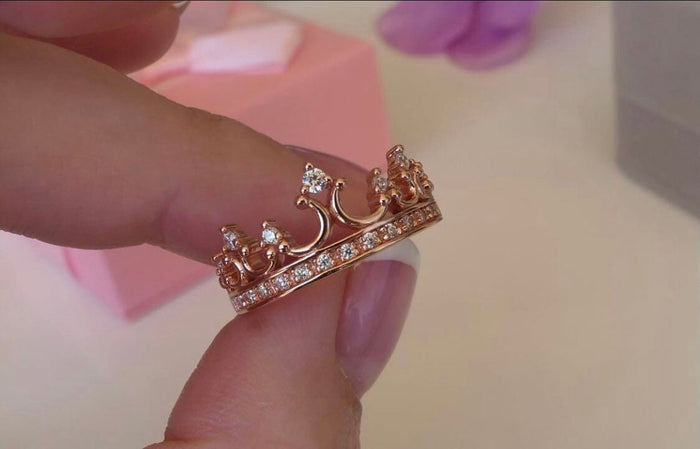 The Quinn. Rose Gold Over Sterling Silver 925 Queen Crown Ring