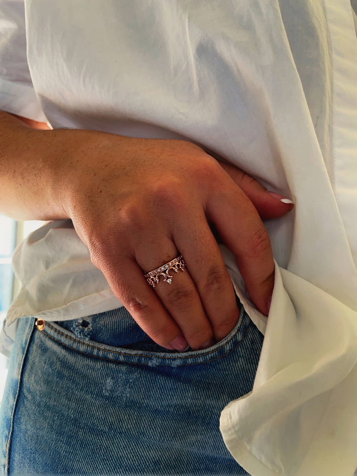 The Quinn. Rose Gold Over Sterling Silver 925 Queen Crown Ring
