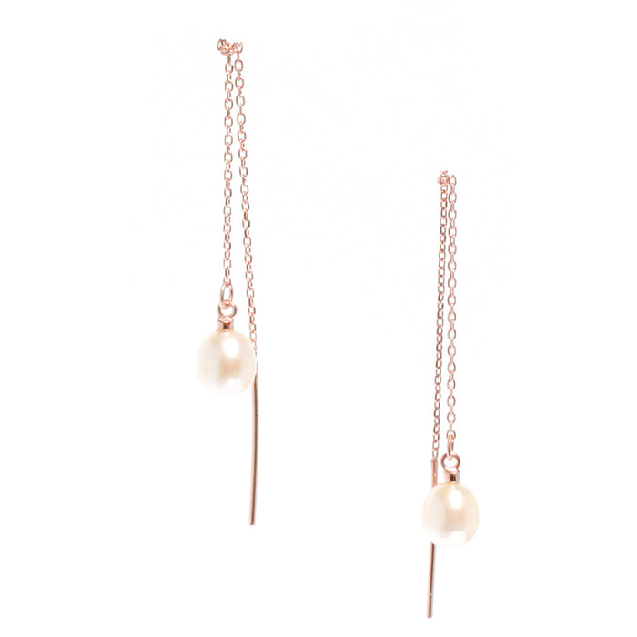 rose gold thread earrings