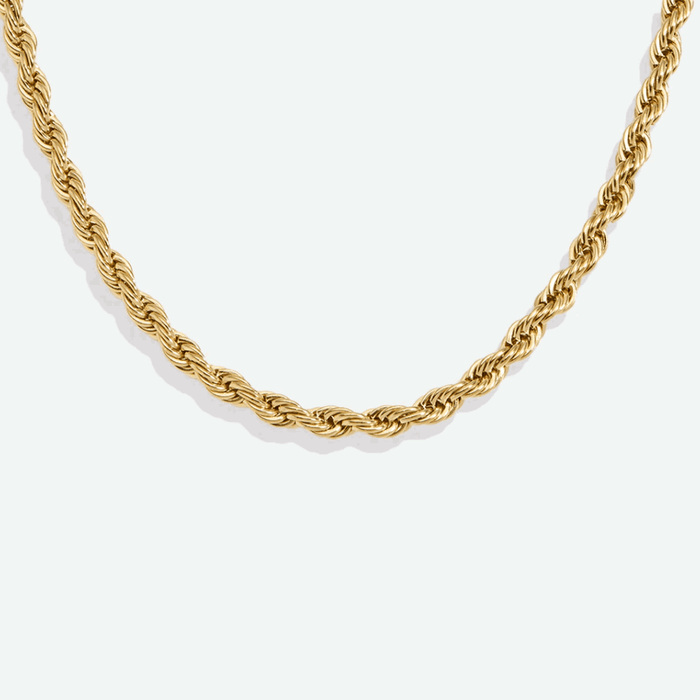 Gold rope chain necklace with twisted links
