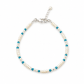 Rice Pearl and Apatite gemstone  bead adjustable bracelet
