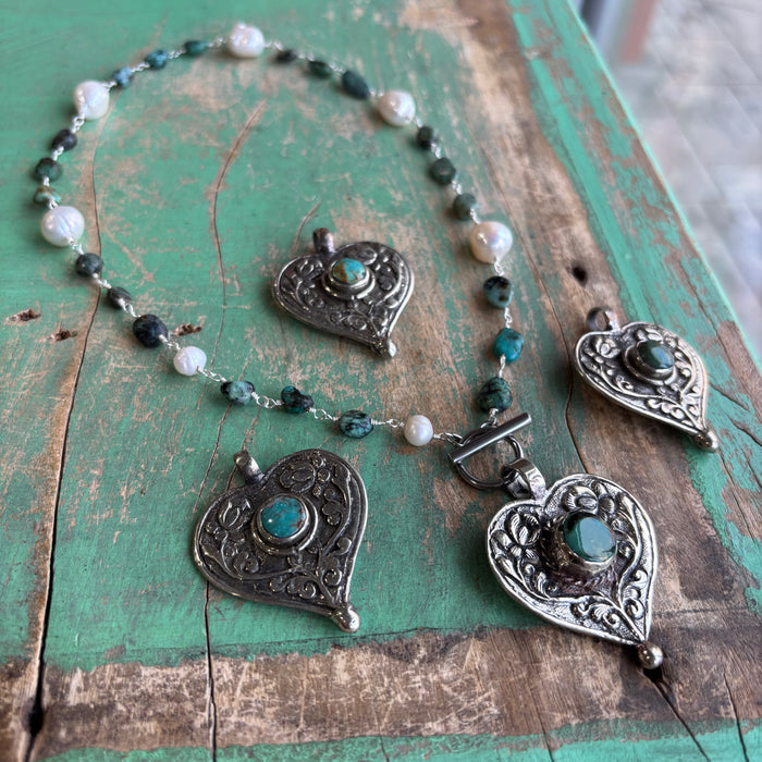 Turquoise Cowgirl Heart Necklace