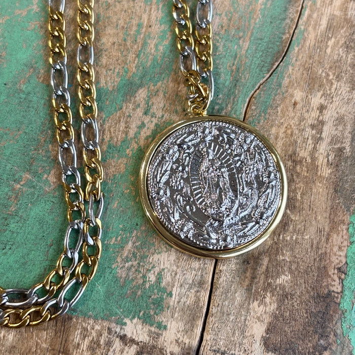 Two Tone OLG Figaro Chain Necklace