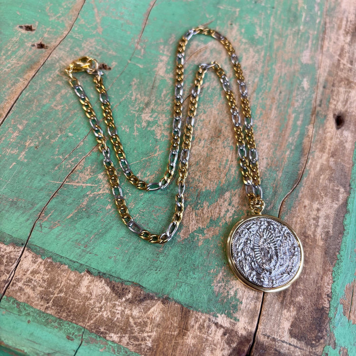 Two Tone OLG Figaro Chain Necklace