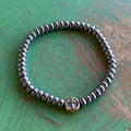 Two Tone Round Cross Hematite Bracelet