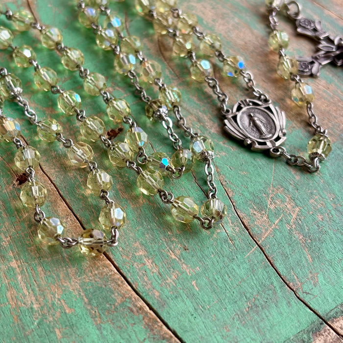 Vintage Sterling Silver Yellow Rosary