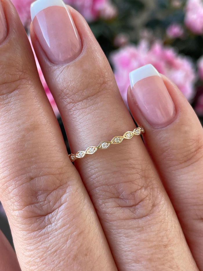 VVS D Moissanite Full Eternity Band: 10K, 14K Gold or Sterling Silver