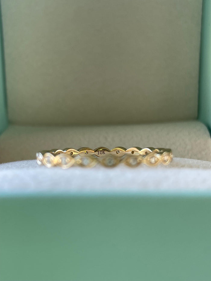 VVS D Moissanite Full Eternity Band: 10K, 14K Gold or Sterling Silver