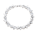 Round-cut cubic zirconia tennis bracelet with wave pattern and box clasp