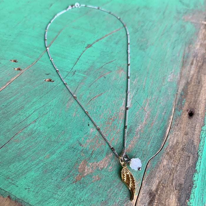 Wing and Rose Necklace