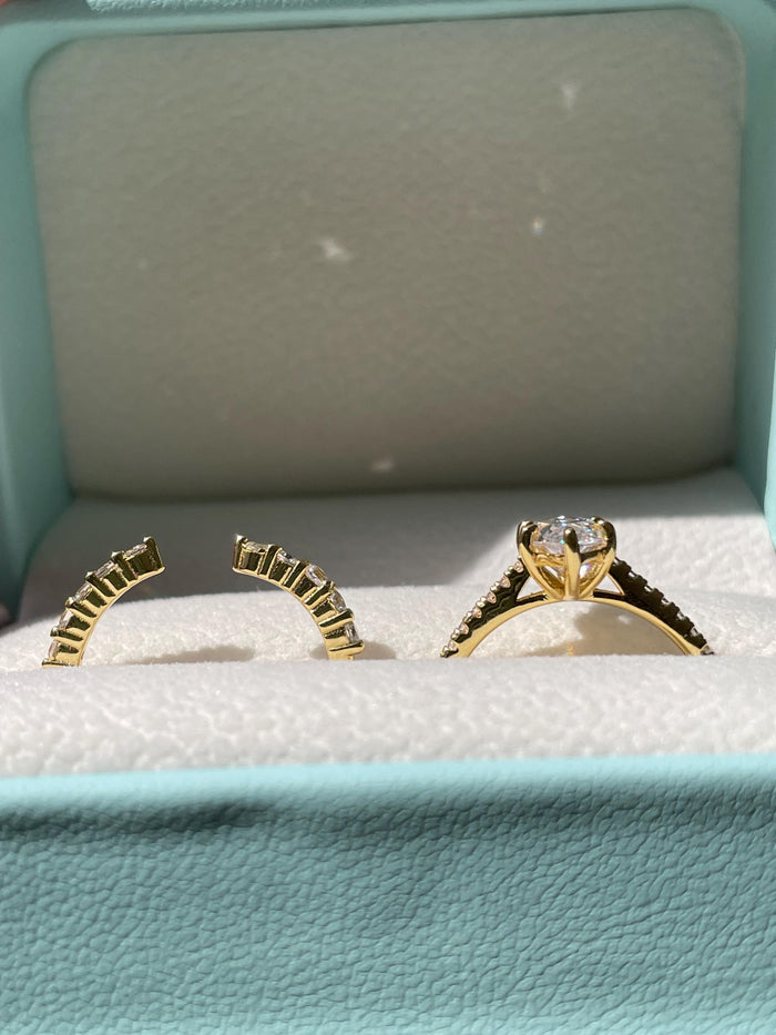 Yellow gold over sterling silver 925, silver 925 1.5 carat marquise cut engagement ring set , bridal set with marquise ring