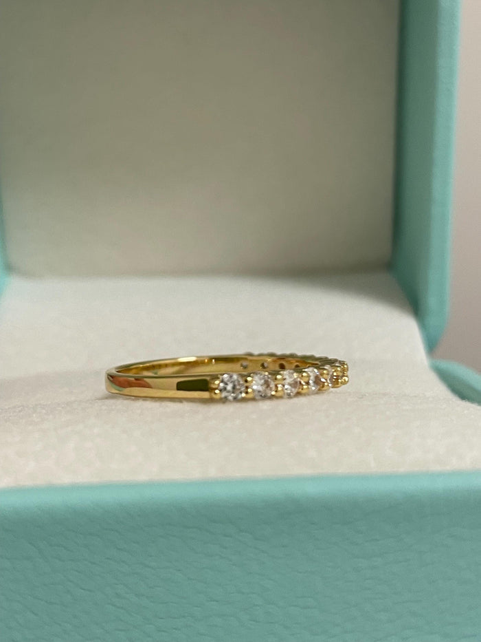 Yellow gold vermeil band, rose gold vermeil, Sterling Silver 925 2mm half eternity band with the Finest Simulated Diamonds, wedding band