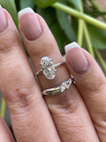 Yellow gold vermeil rose gold vermeil, sterling silver 925 bridal set with 2.25CT skinny oval cut CZ diamond & curved band, engagement ring