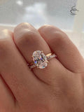Yellow gold vermeil, rose gold vermeil,silver 925 engagement ring set with 2.5CT, 3.5CT oval cut with hidden halo & moissanite wedding band