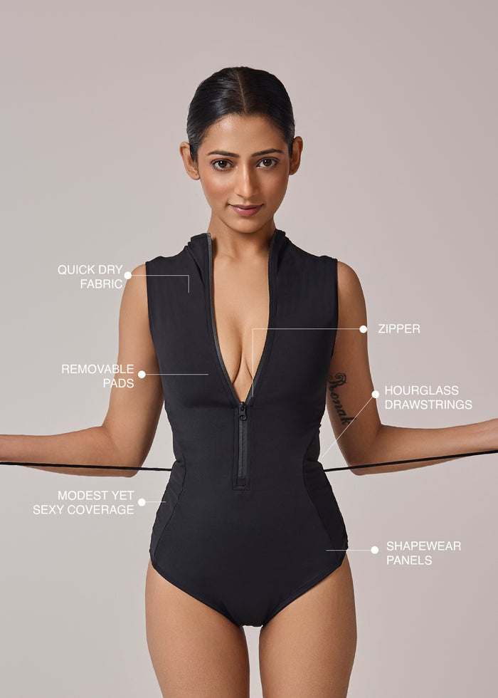 Zipper Shapewear Swimsuit